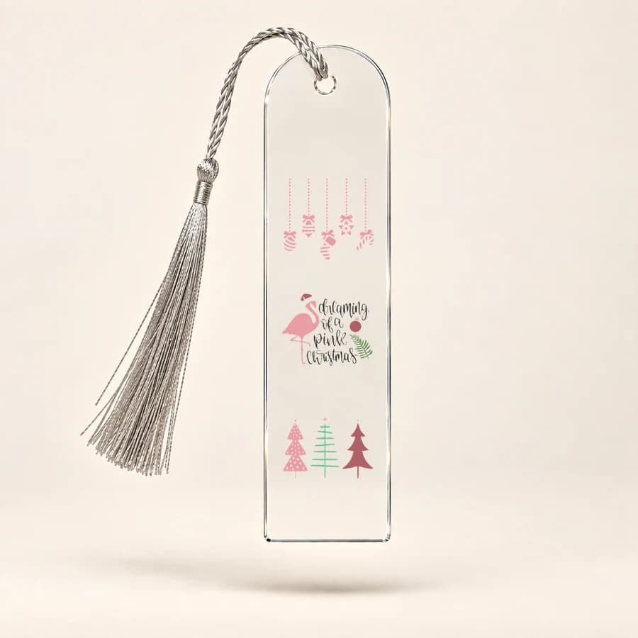 Marque-page Noël — modèle Noël rose