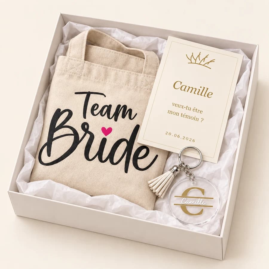 Coffret demande témoin — photographie réaliste du produit personnalisé