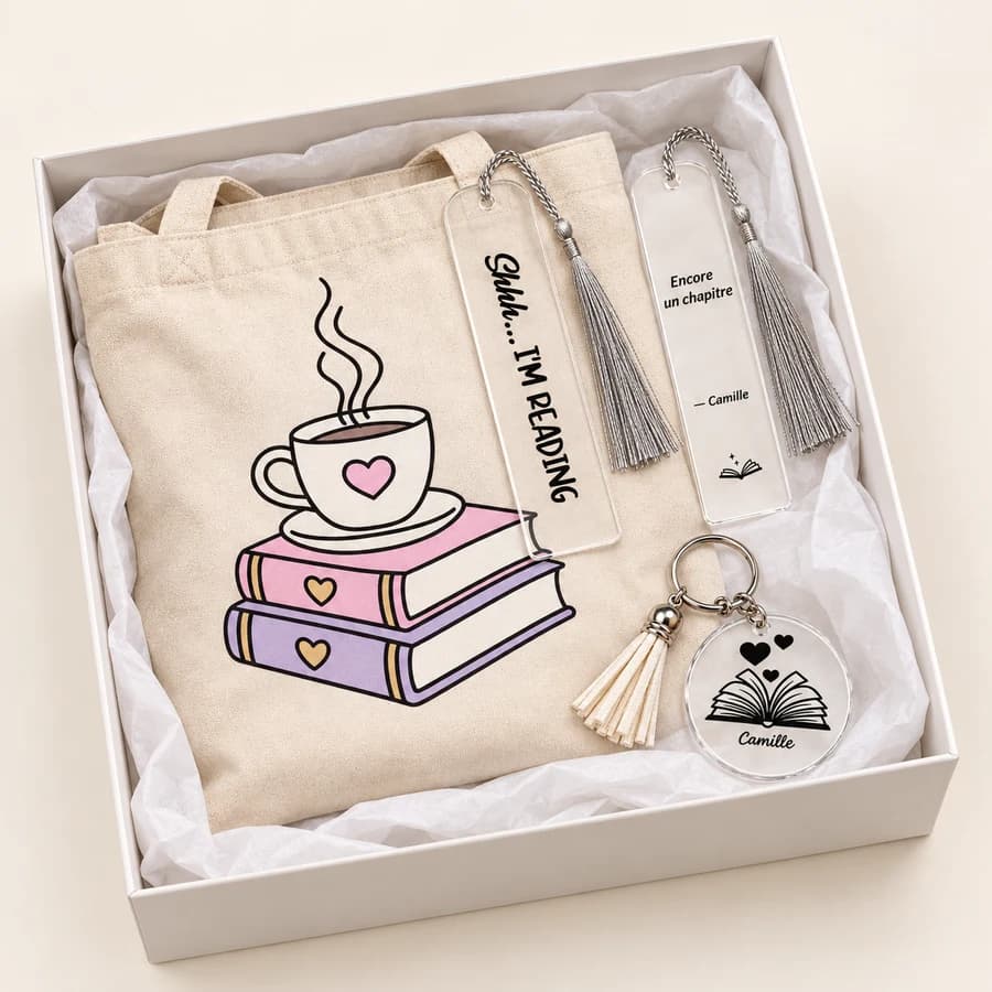 Coffret Lecture — photographie réaliste du produit personnalisé