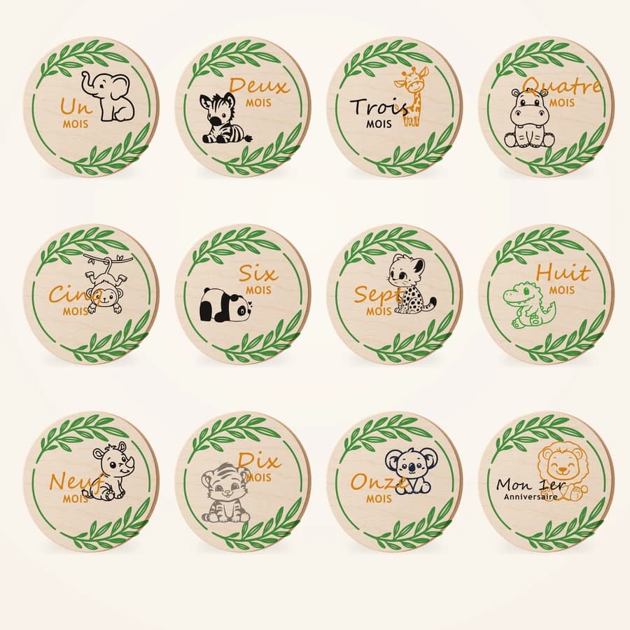 Disques étapes bébé — photographie réaliste du produit personnalisé