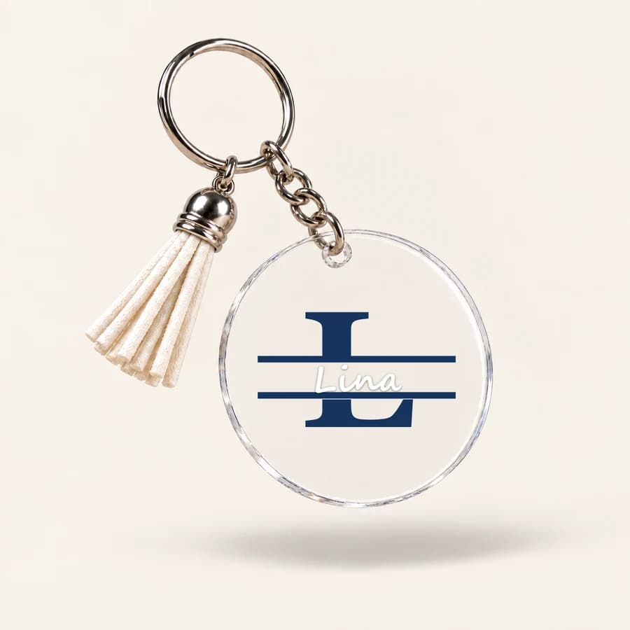 Porte-clés acrylique personnalisé — photographie réaliste du produit personnalisé