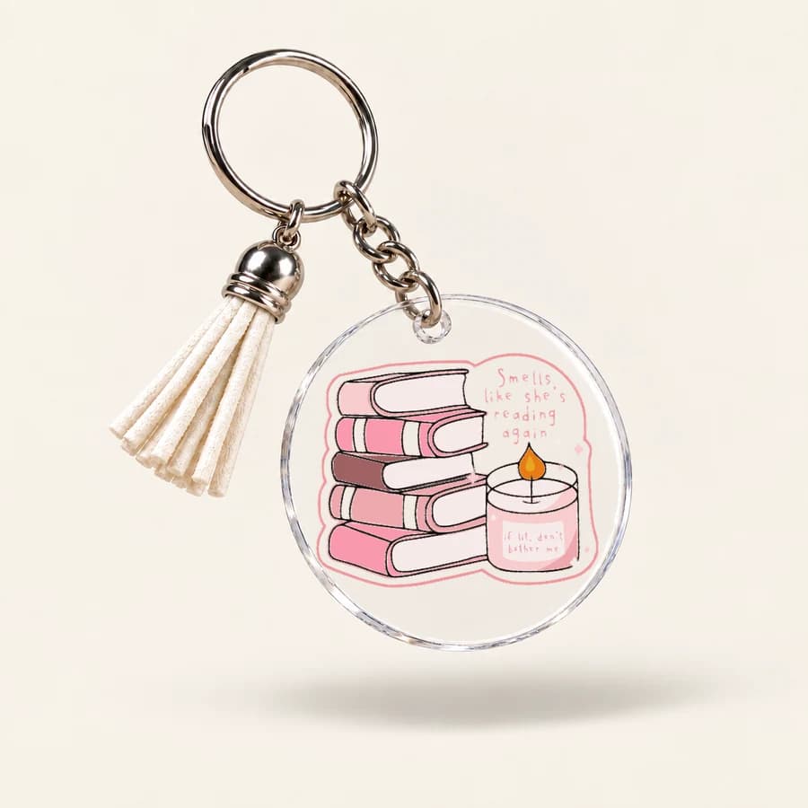 Porte-clés Book Lover — modèle Lecture & bougie