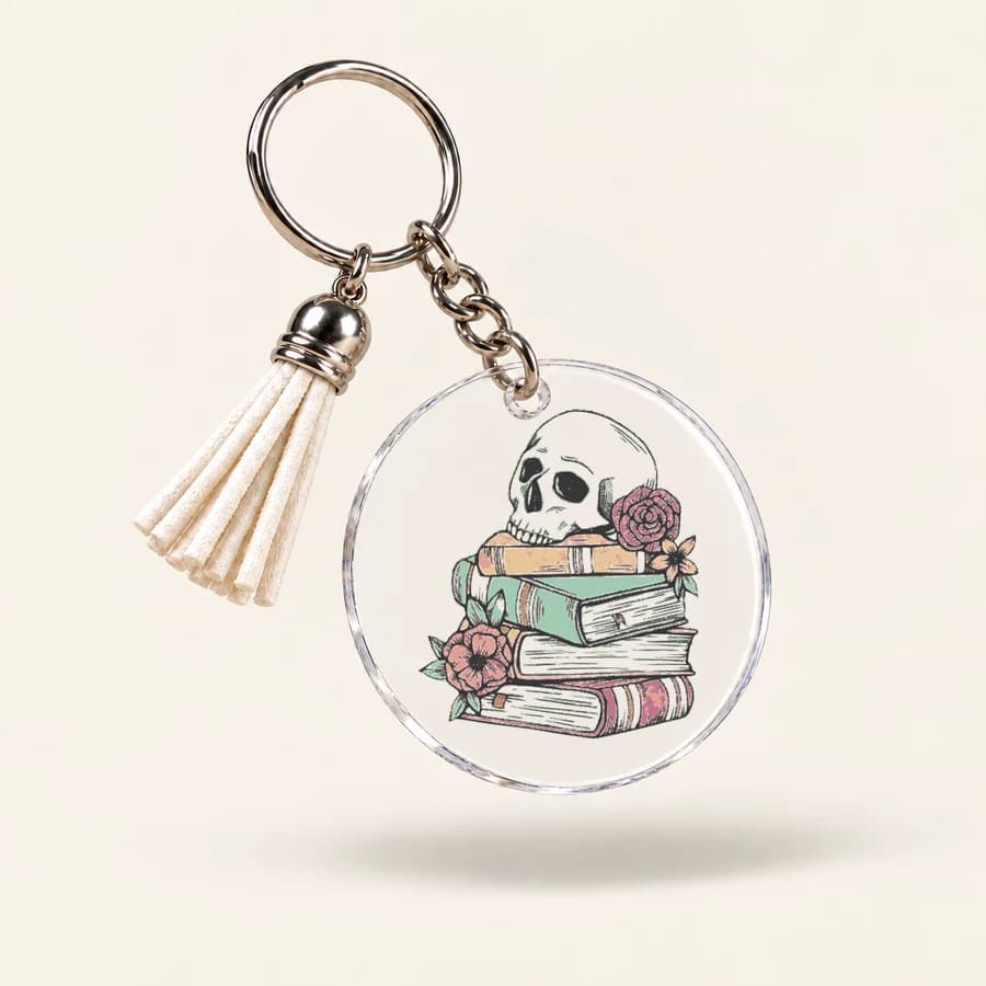 Porte-clés Book Lover — modèle Livres & fleurs