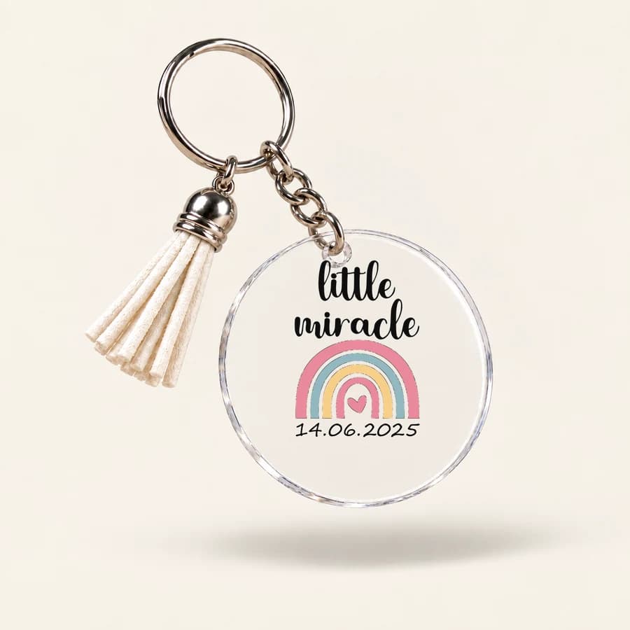 Porte-clé prénom bébé — modèle Arc-en-ciel