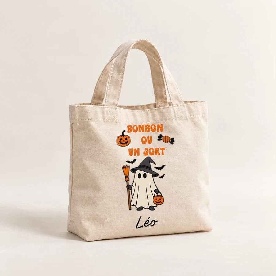 Mini tote bag Halloween — modèle Fantôme en balade