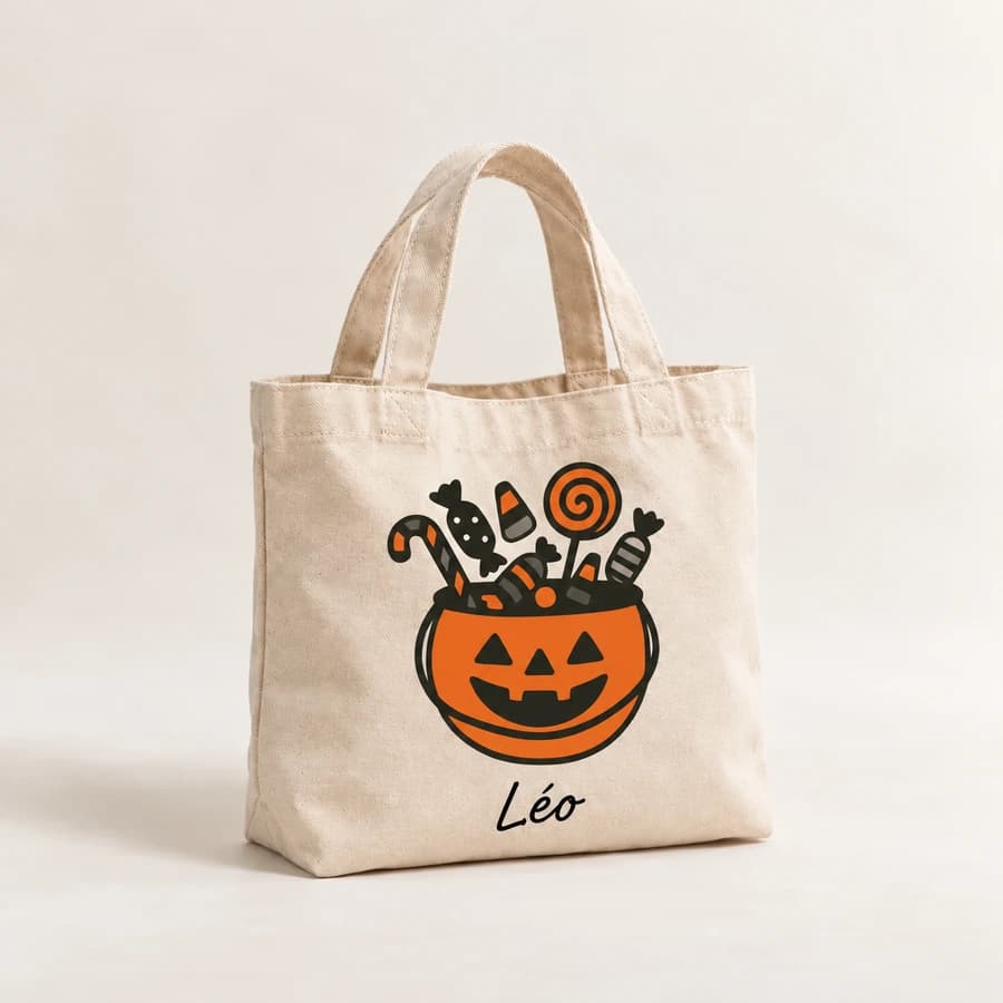 Mini tote bag Halloween — modèle Seau à bonbons