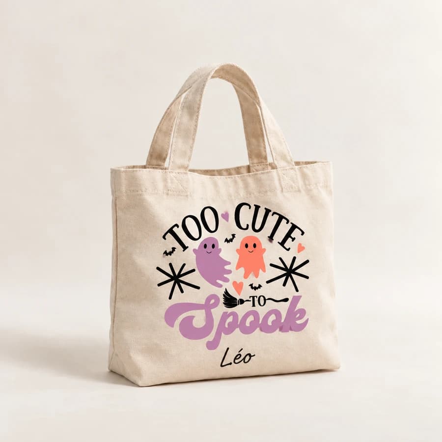 Mini tote bag Halloween — modèle Too cute to spook