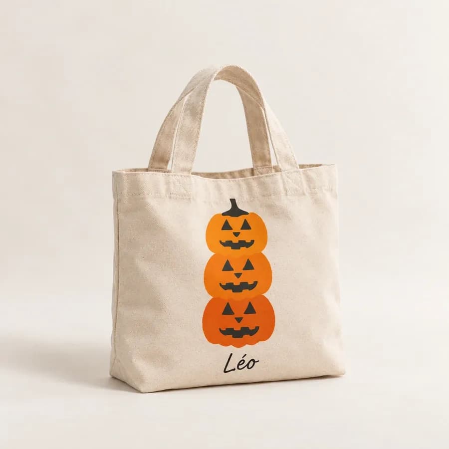 Mini tote bag Halloween — photographie réaliste du produit personnalisé