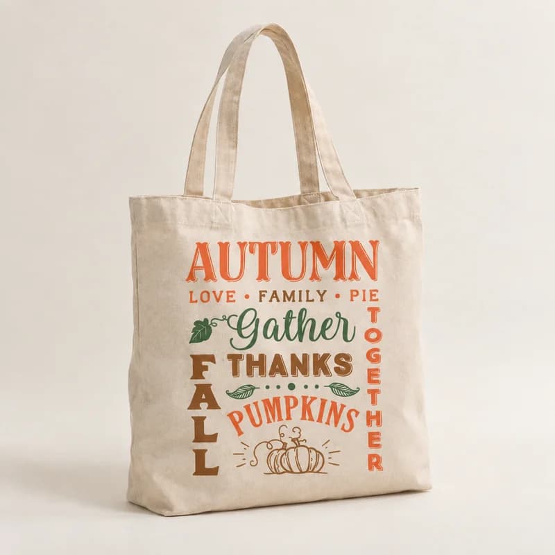 Tote bag « Automne en famille » — photographie réaliste du produit personnalisé