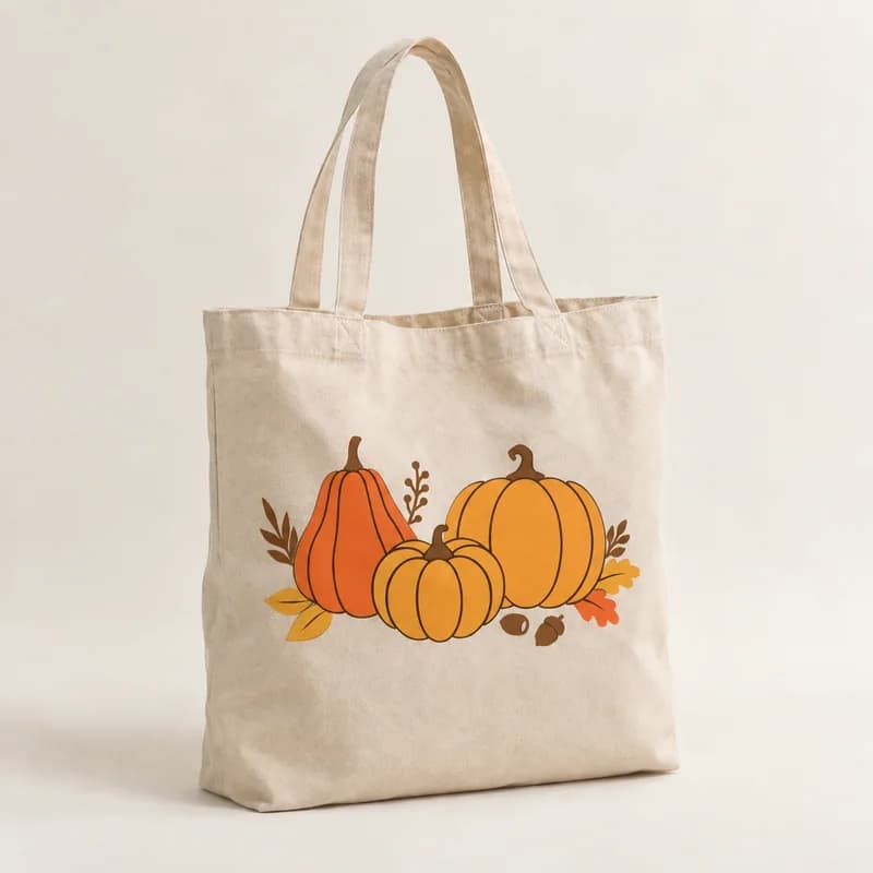 Tote bag « Citrouilles du potager » — photographie réaliste du produit personnalisé