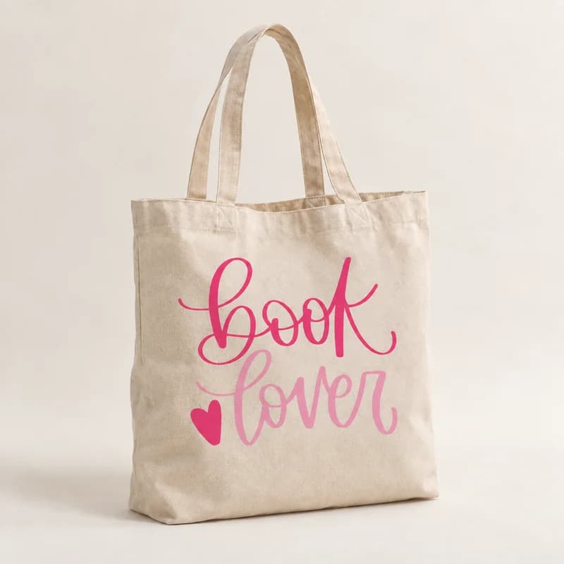 Tote bag « Book Lover » — photographie réaliste du produit personnalisé