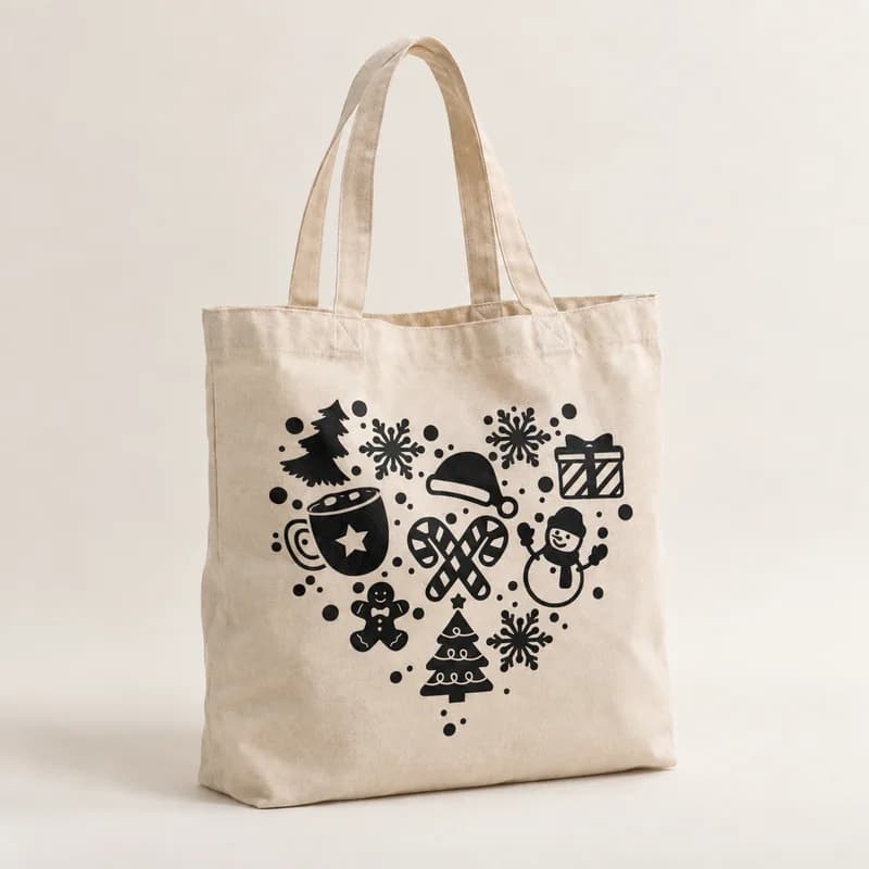 Tote bag « Douceur de Noël » — photographie réaliste du produit personnalisé