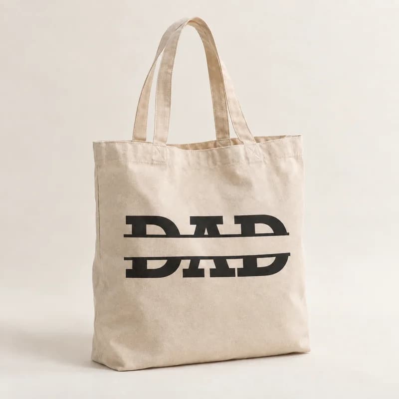Tote bag « DAD » — photographie réaliste du produit personnalisé