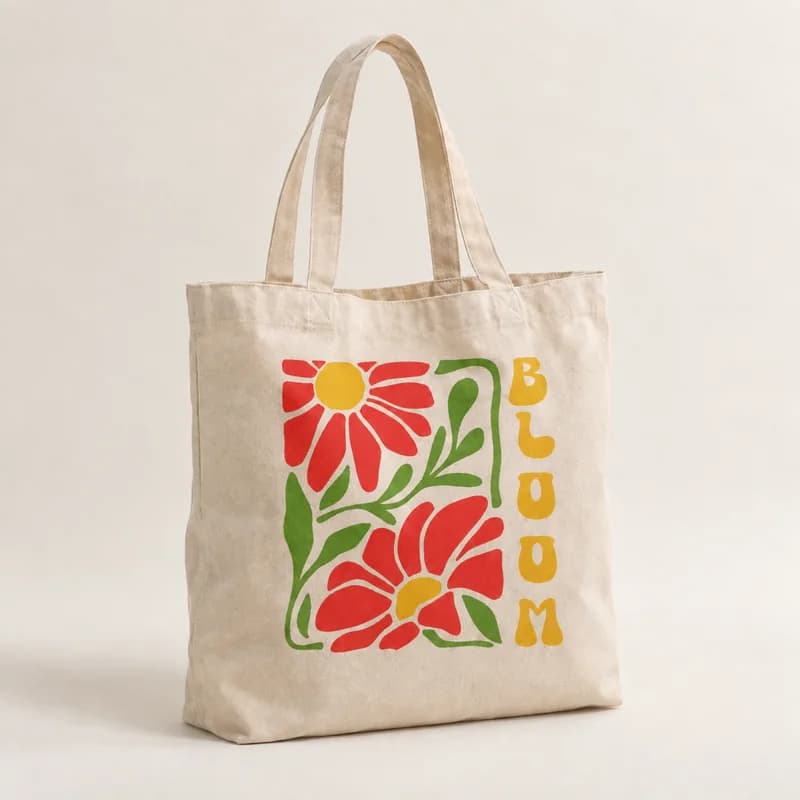 Tote bag « Bloom » — photographie réaliste du produit personnalisé