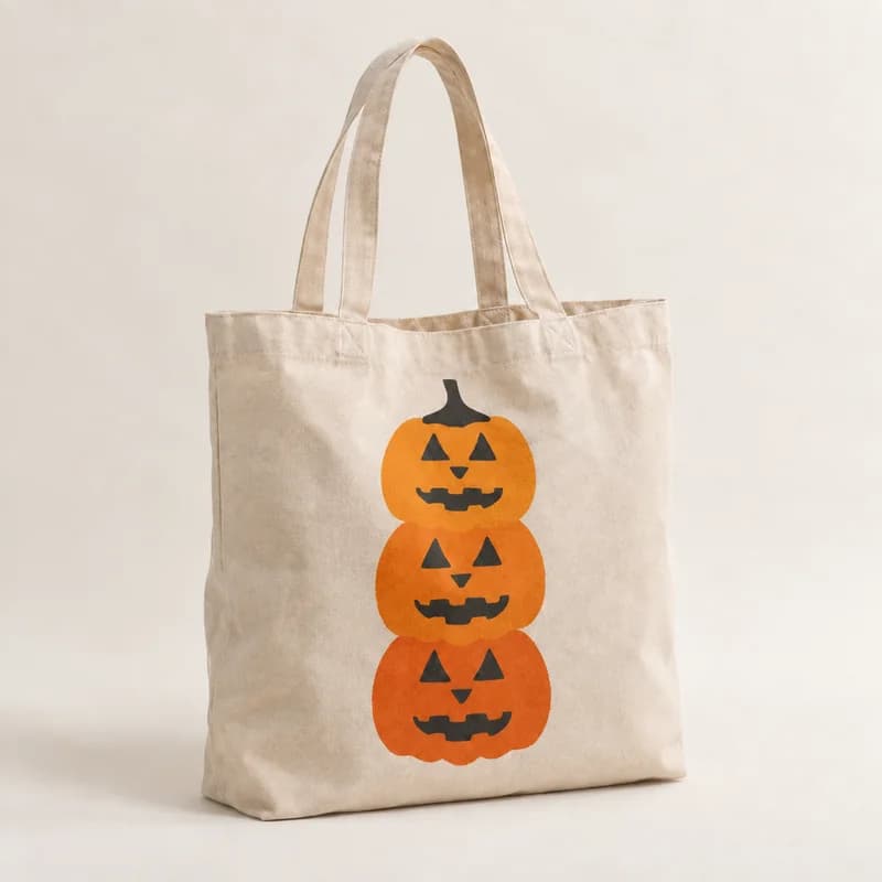 Tote bag « Tour de citrouilles » — photographie réaliste du produit personnalisé