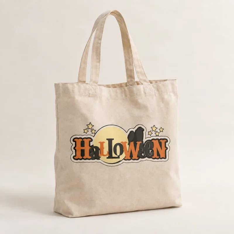 Tote bag « Halloween » — photographie réaliste du produit personnalisé