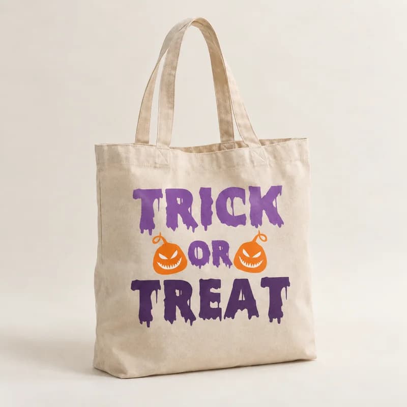 Tote bag « Des bonbons ou un sort » — photographie réaliste du produit personnalisé