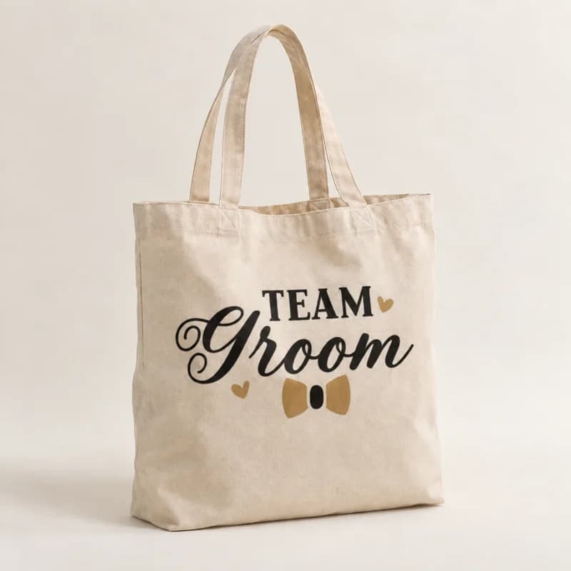 Tote bag « Team Groom » — modèle Nœud papillon