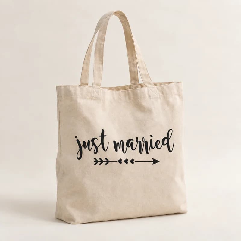 Tote bag « Just Married » — modèle Trait léger