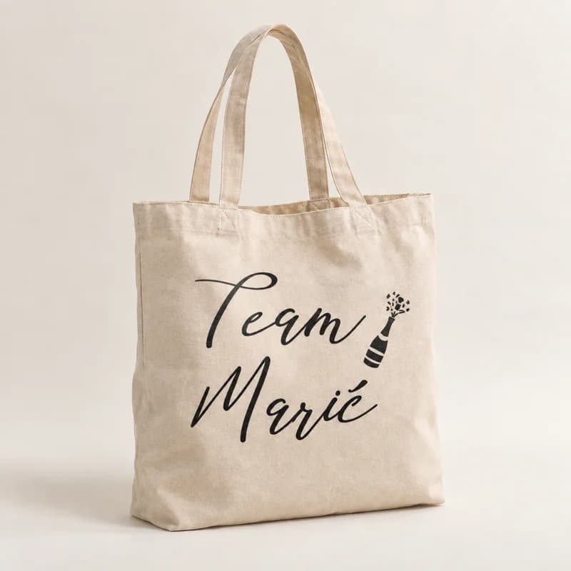 Tote bag « Team Marié » — photographie réaliste du produit personnalisé