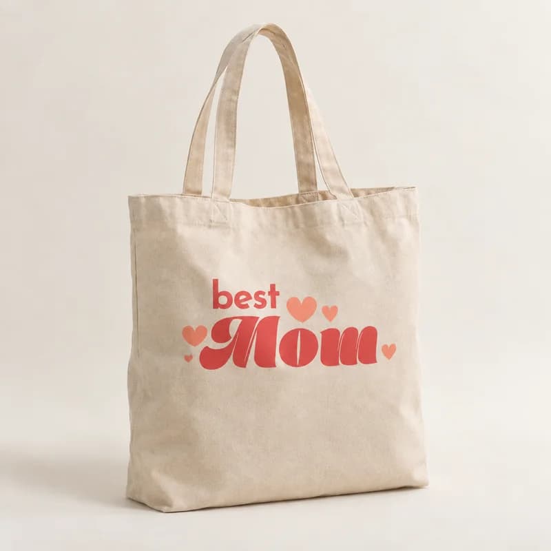 Tote bag « Best Mom » — modèle Cœurs rouges