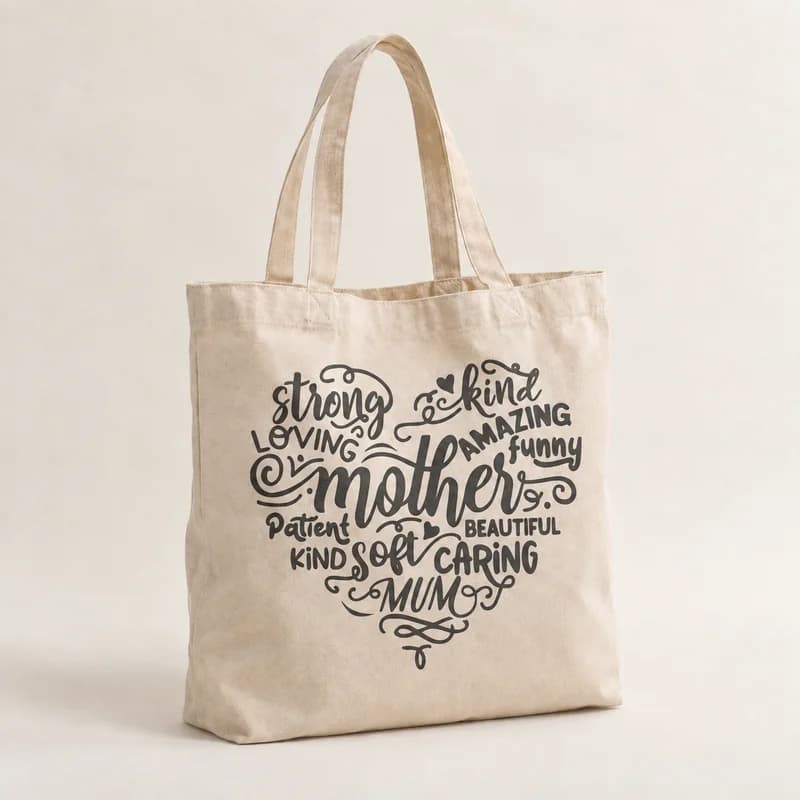 Tote bag « Cœur de maman » — photographie réaliste du produit personnalisé
