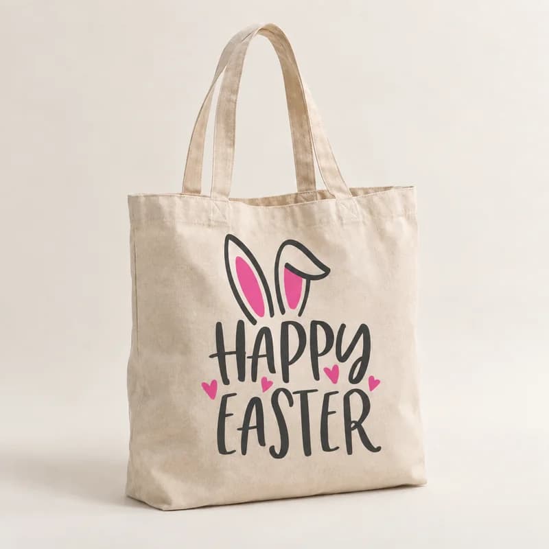 Tote bag « Happy Easter » — modèle Oreilles de lapin