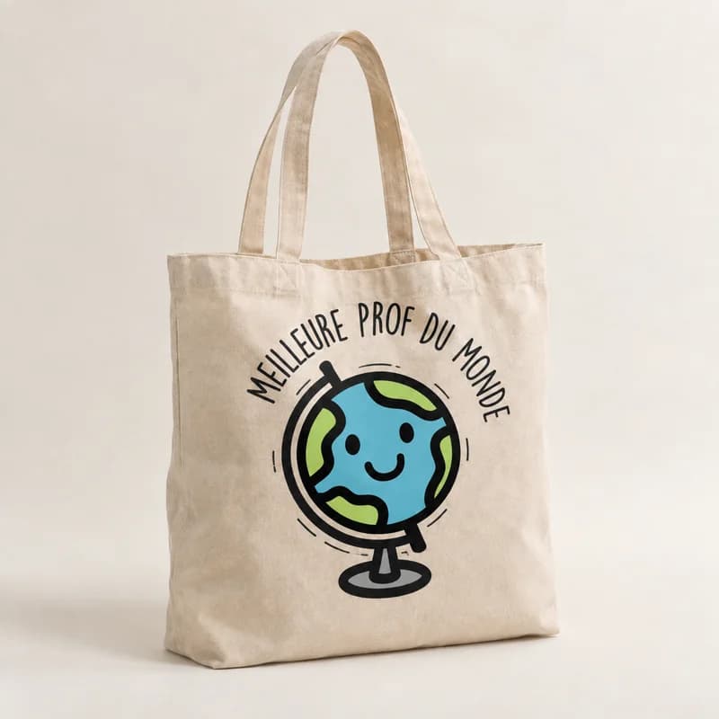 Tote bag « La meilleure prof du monde » — photographie réaliste du produit personnalisé