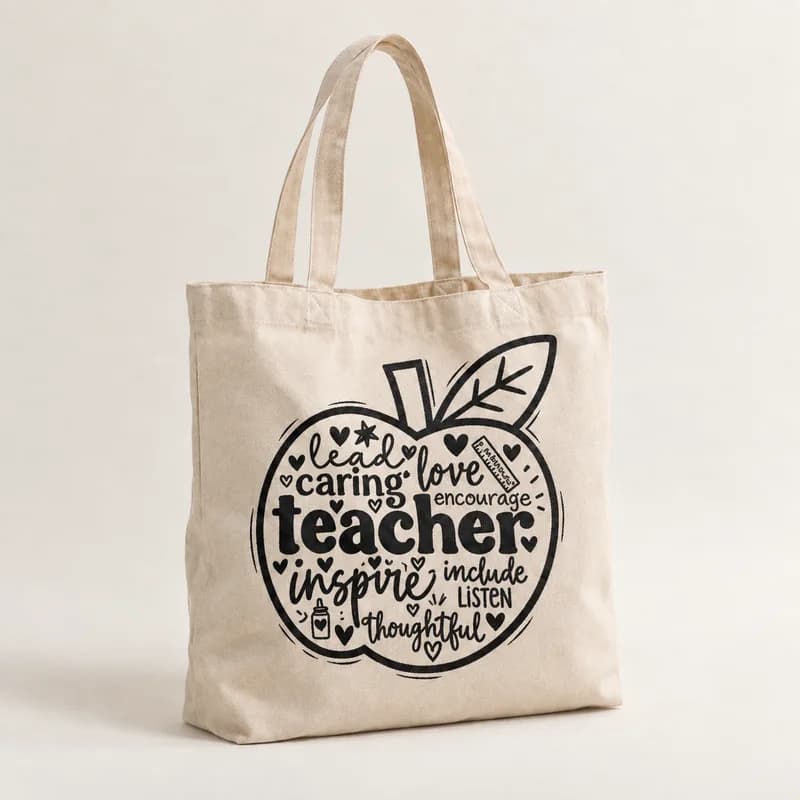 Tote bag « Maîtresse / Prof inspirante » — photographie réaliste du produit personnalisé