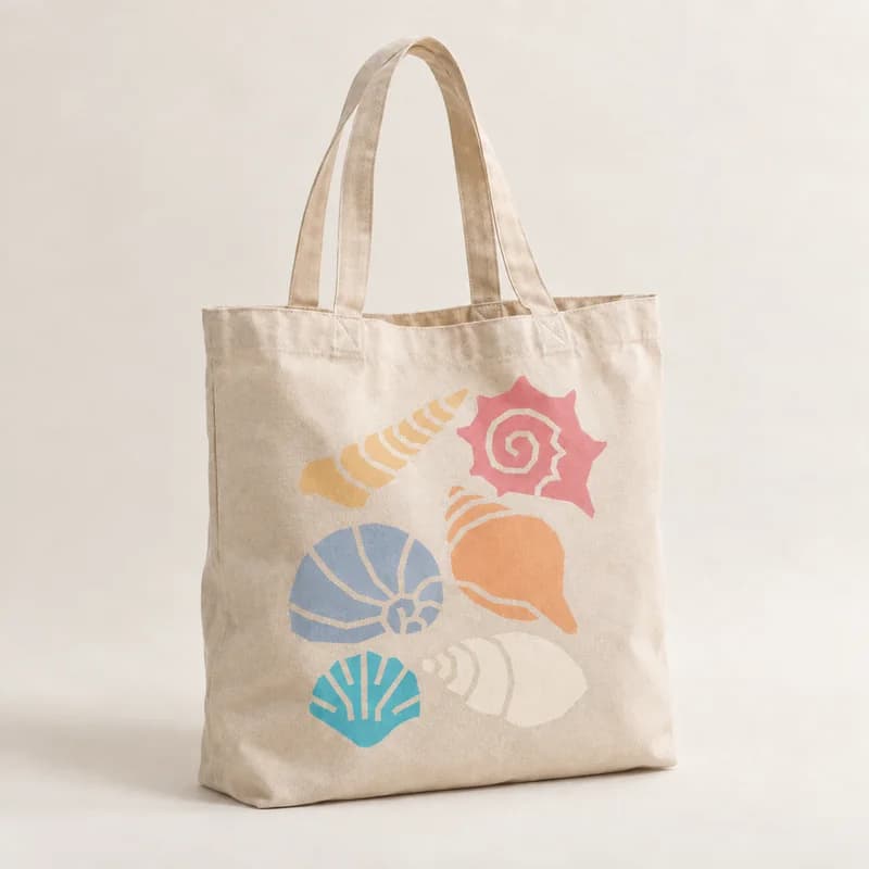 Tote bag « Trésors de plage » — photographie réaliste du produit personnalisé