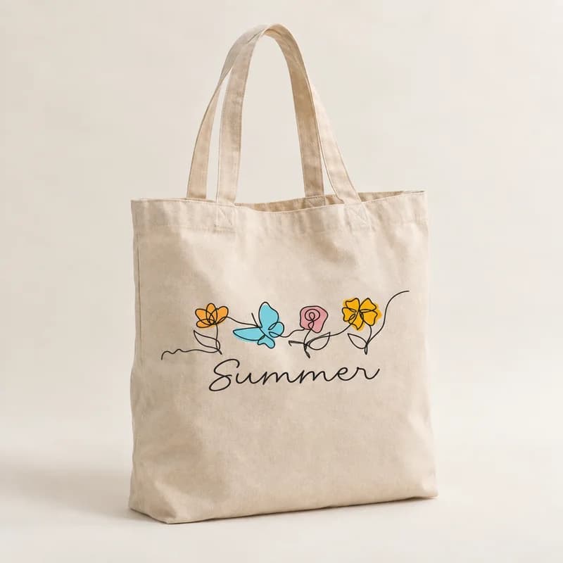 Tote bag « Summer fleuri » — photographie réaliste du produit personnalisé