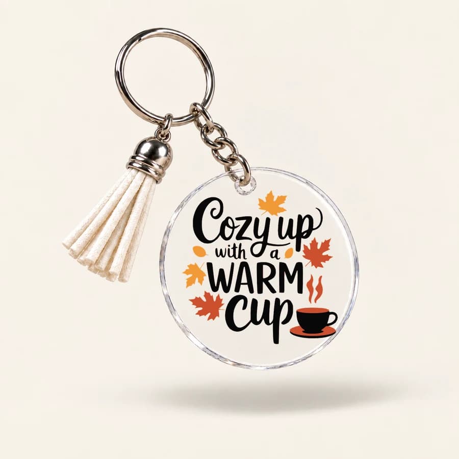 Autumn keyring — Cozy Warm Cup style